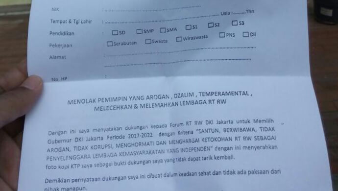 Pengumpulan Tiga Juta KTP Tolak Ahok Sebagai Warning