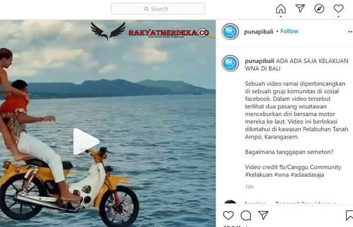 Viral Video Sepasang Turis Asing Ceburkan Diri Bersama Motor ke Laut